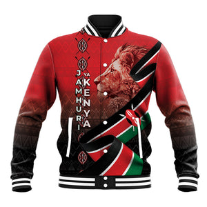 Jamhuri Ya Kenya Baseball Jacket Patriotic Lion With Flag