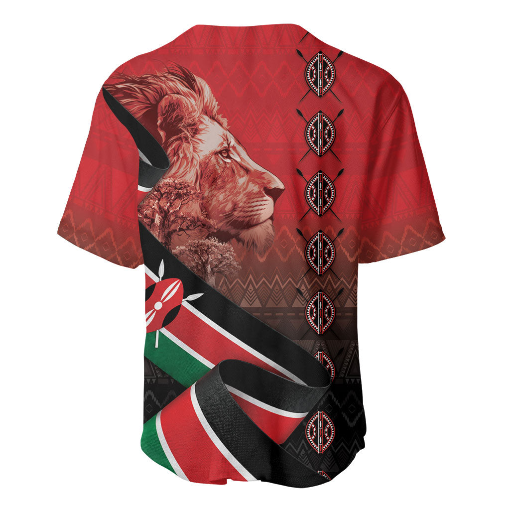 Jamhuri Ya Kenya Baseball Jersey Patriotic Lion With Flag