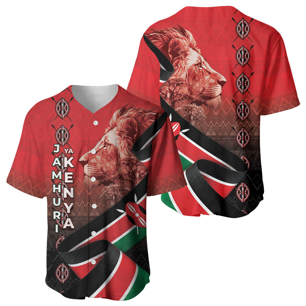 Jamhuri Ya Kenya Baseball Jersey Patriotic Lion With Flag
