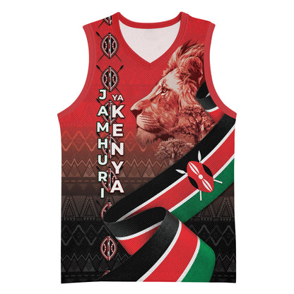 Jamhuri Ya Kenya Basketball Jersey Patriotic Lion With Flag