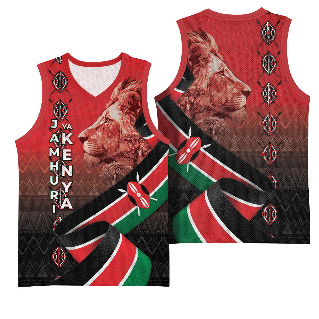 Jamhuri Ya Kenya Basketball Jersey Patriotic Lion With Flag