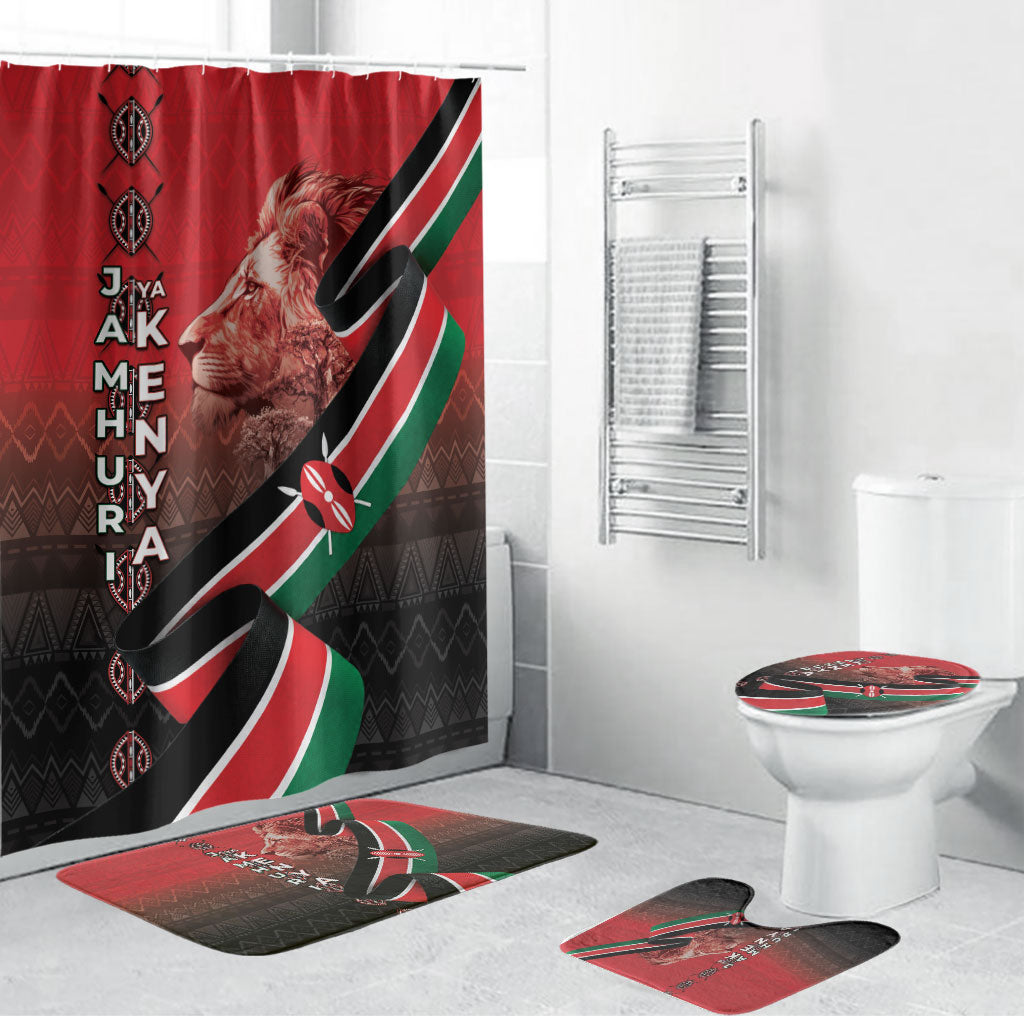 Jamhuri Ya Kenya Bathroom Set Patriotic Lion With Flag
