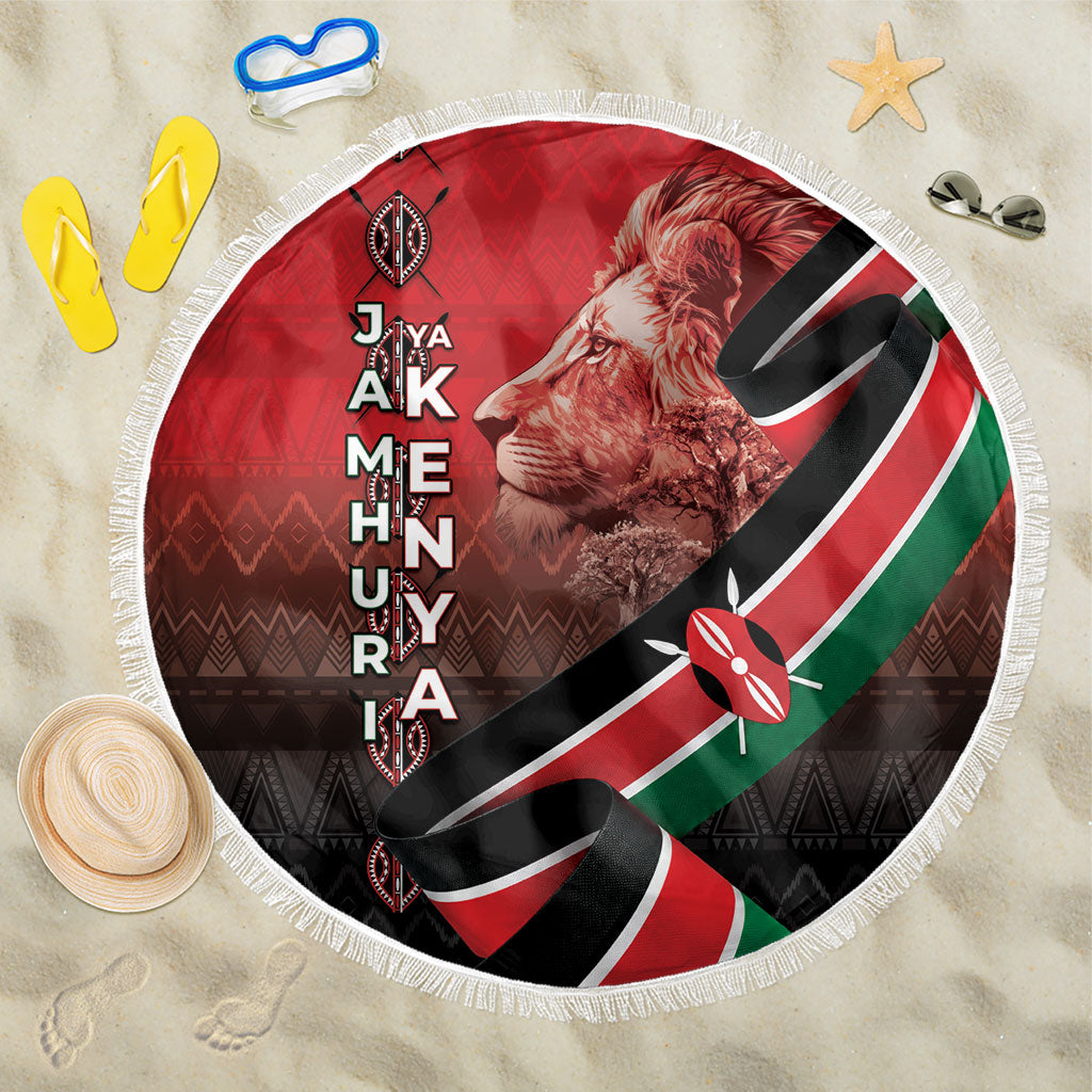 Jamhuri Ya Kenya Beach Blanket Patriotic Lion With Flag