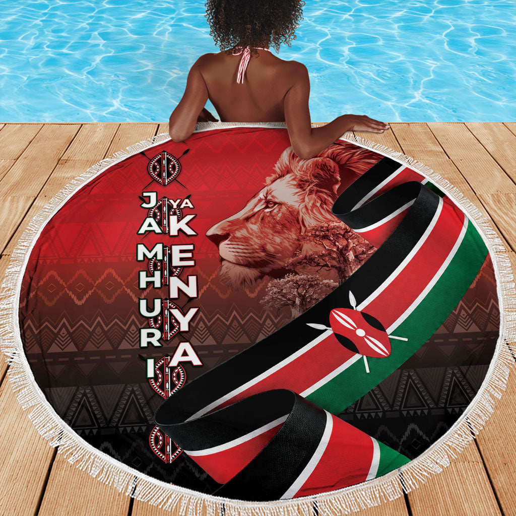Jamhuri Ya Kenya Beach Blanket Patriotic Lion With Flag