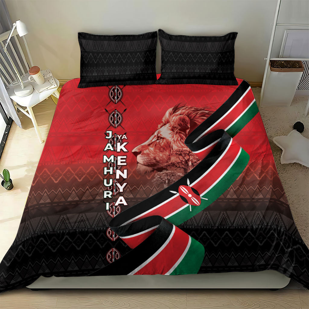 Jamhuri Ya Kenya Bedding Set Patriotic Lion With Flag