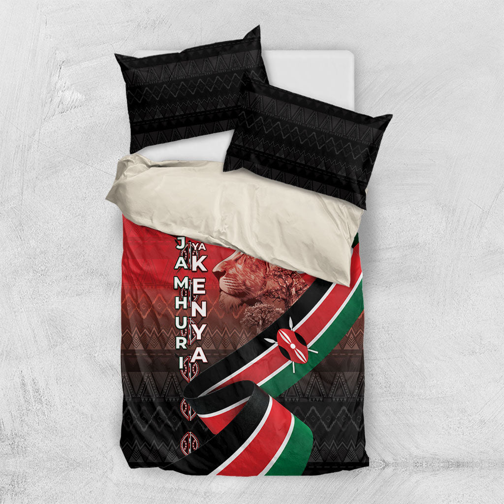 Jamhuri Ya Kenya Bedding Set Patriotic Lion With Flag