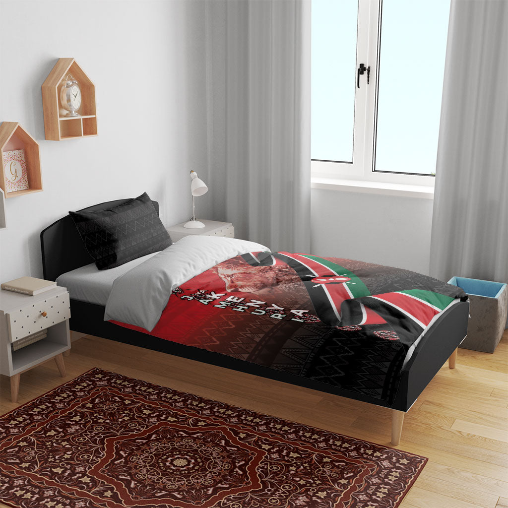 Jamhuri Ya Kenya Bedding Set Patriotic Lion With Flag