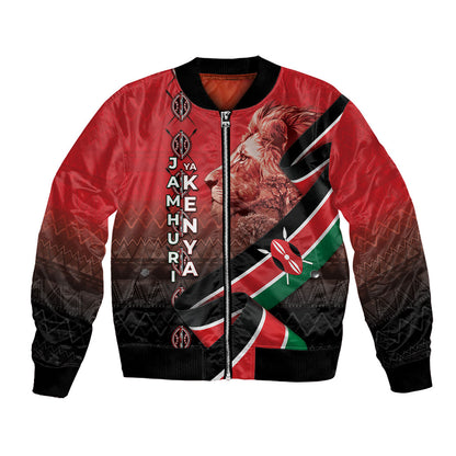 Jamhuri Ya Kenya Bomber Jacket Patriotic Lion With Flag