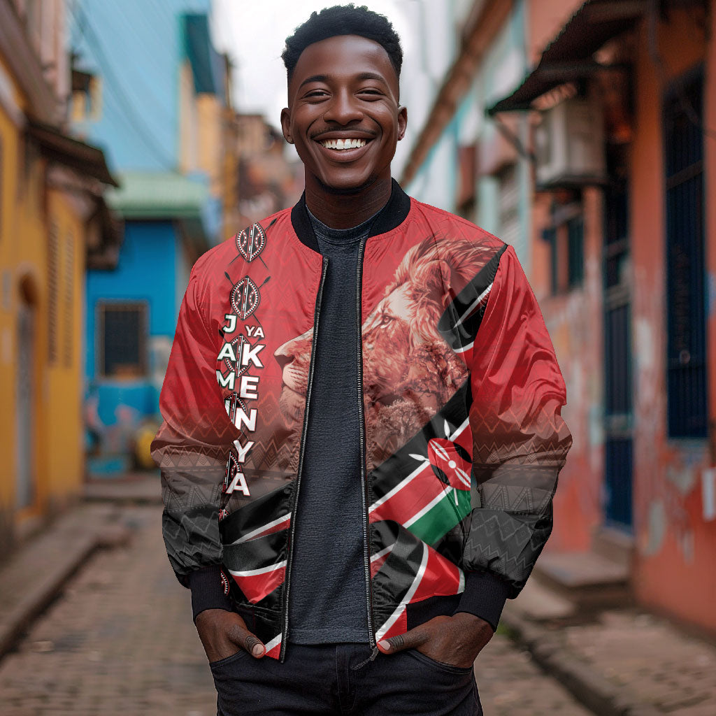 Jamhuri Ya Kenya Bomber Jacket Patriotic Lion With Flag