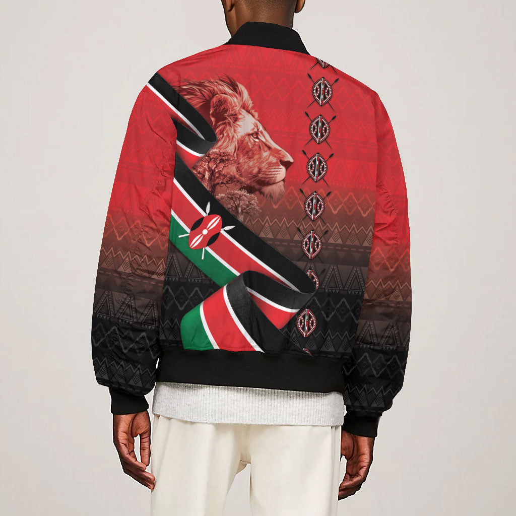 Jamhuri Ya Kenya Bomber Jacket Patriotic Lion With Flag