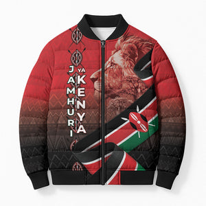 Jamhuri Ya Kenya Bomber Puffer Jacket Patriotic Lion With Flag