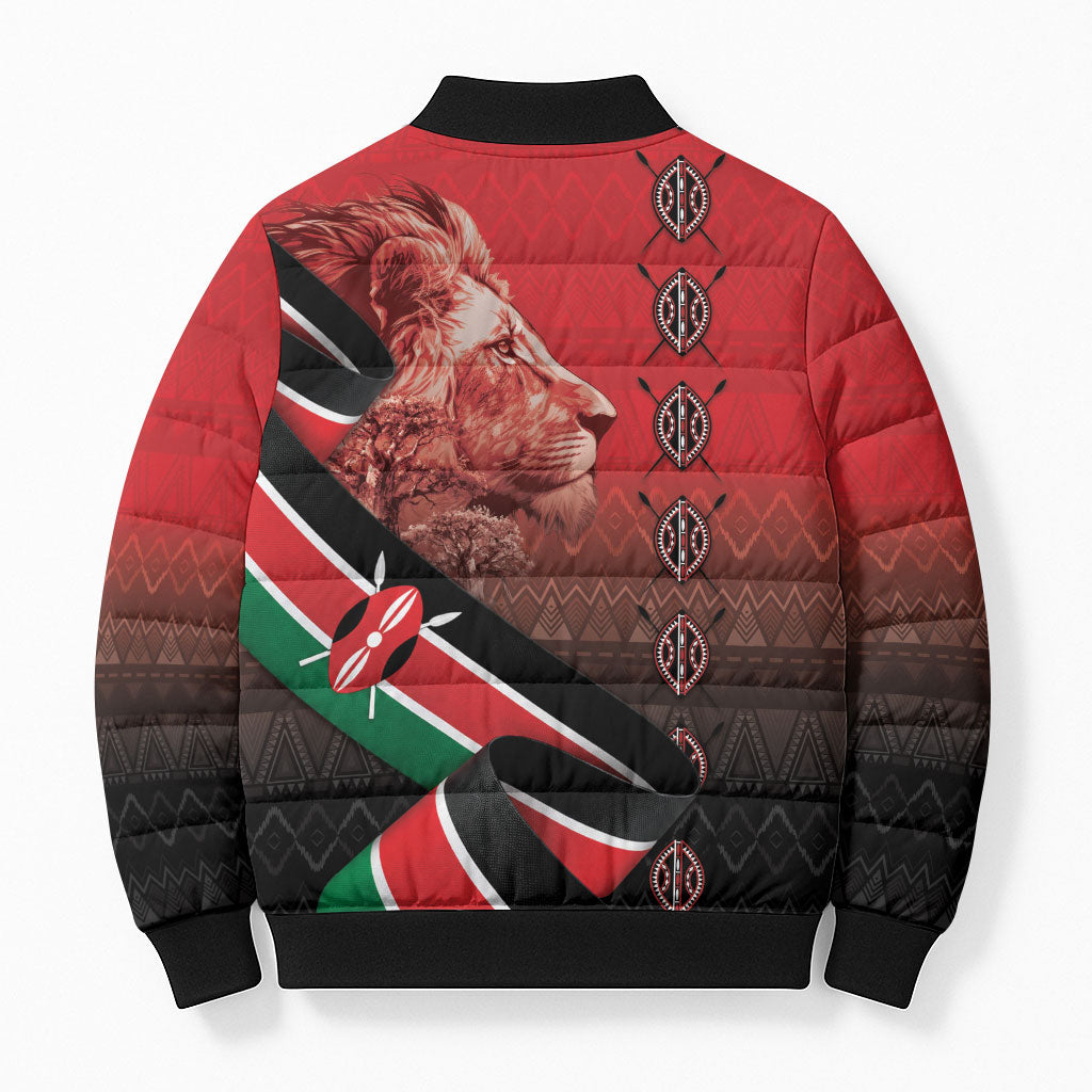 Jamhuri Ya Kenya Bomber Puffer Jacket Patriotic Lion With Flag