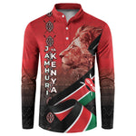 Jamhuri Ya Kenya Button Sweatshirt Patriotic Lion With Flag