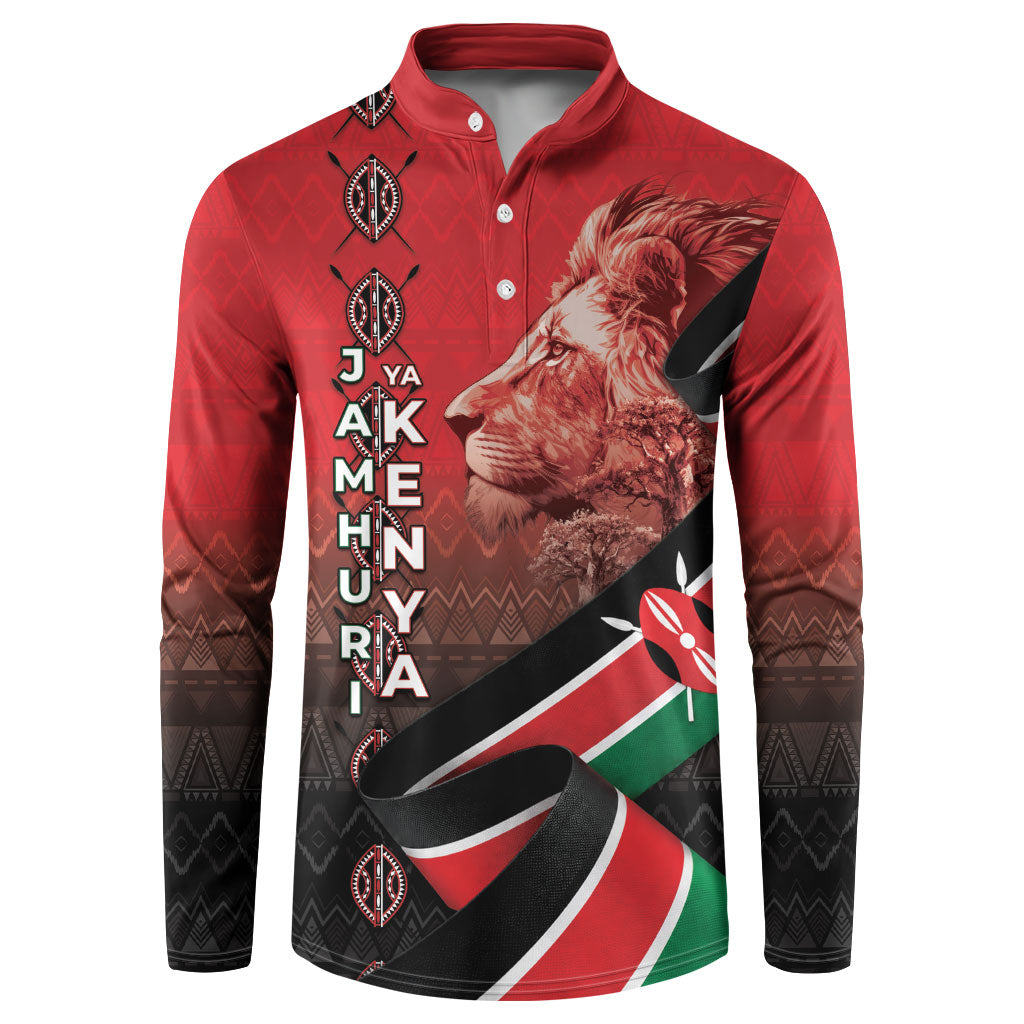 Jamhuri Ya Kenya Button Sweatshirt Patriotic Lion With Flag