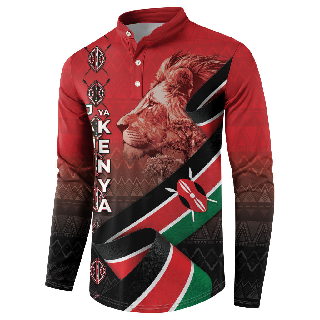 Jamhuri Ya Kenya Button Sweatshirt Patriotic Lion With Flag