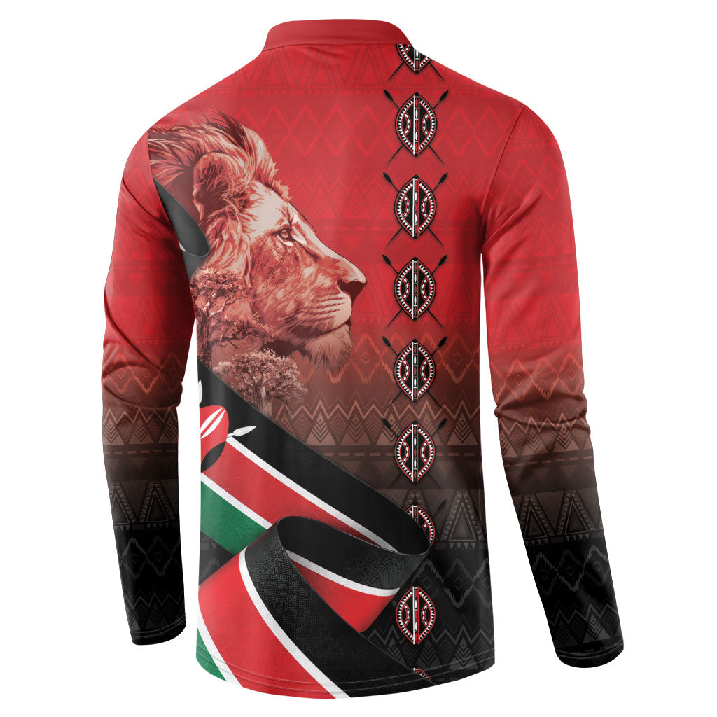 Jamhuri Ya Kenya Button Sweatshirt Patriotic Lion With Flag