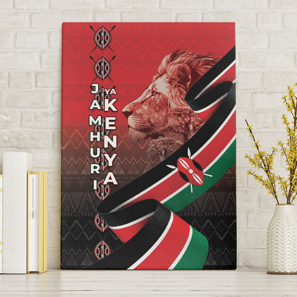 Jamhuri Ya Kenya Canvas Wall Art Patriotic Lion With Flag