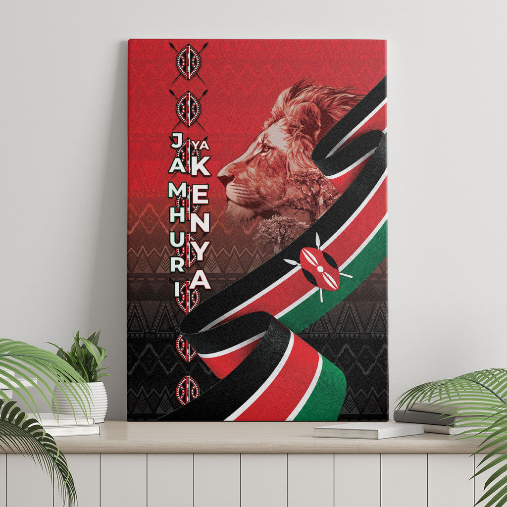 Jamhuri Ya Kenya Canvas Wall Art Patriotic Lion With Flag