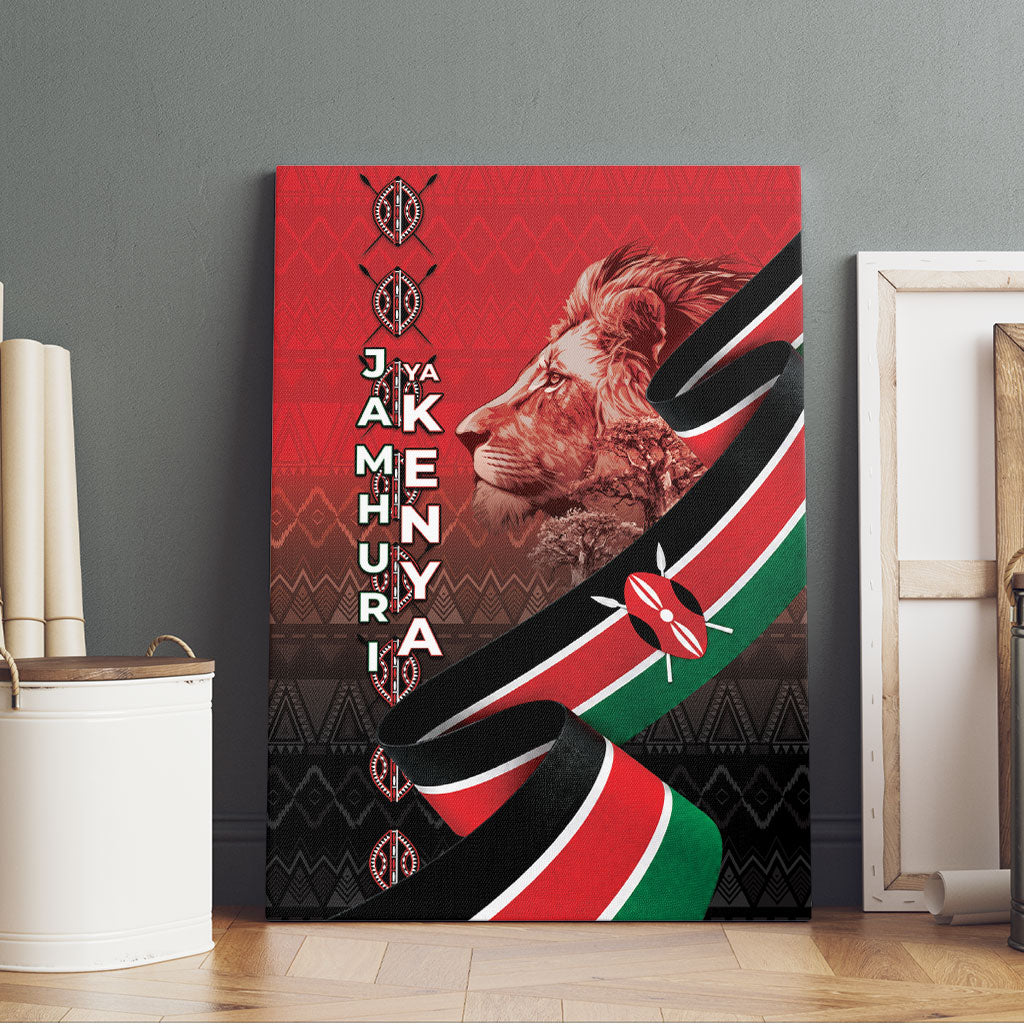 Jamhuri Ya Kenya Canvas Wall Art Patriotic Lion With Flag