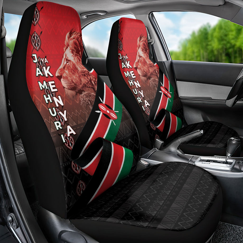 Jamhuri Ya Kenya Car Seat Cover Patriotic Lion With Flag