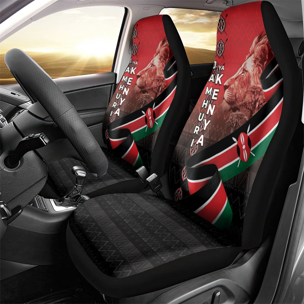 Jamhuri Ya Kenya Car Seat Cover Patriotic Lion With Flag
