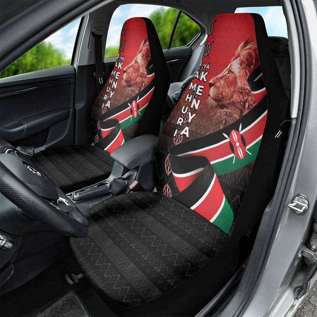 Jamhuri Ya Kenya Car Seat Cover Patriotic Lion With Flag