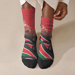 Jamhuri Ya Kenya Crew Socks Patriotic Lion With Flag
