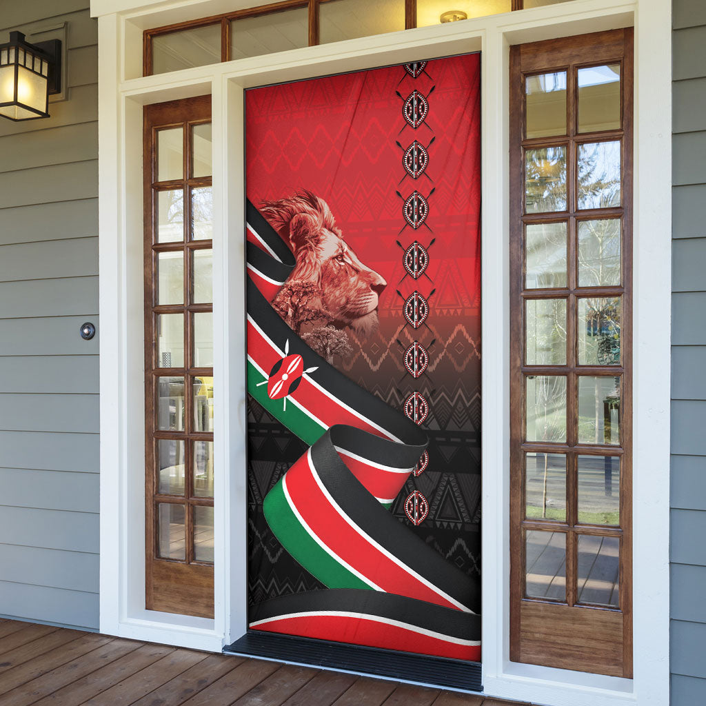 Jamhuri Ya Kenya Door Cover Patriotic Lion With Flag