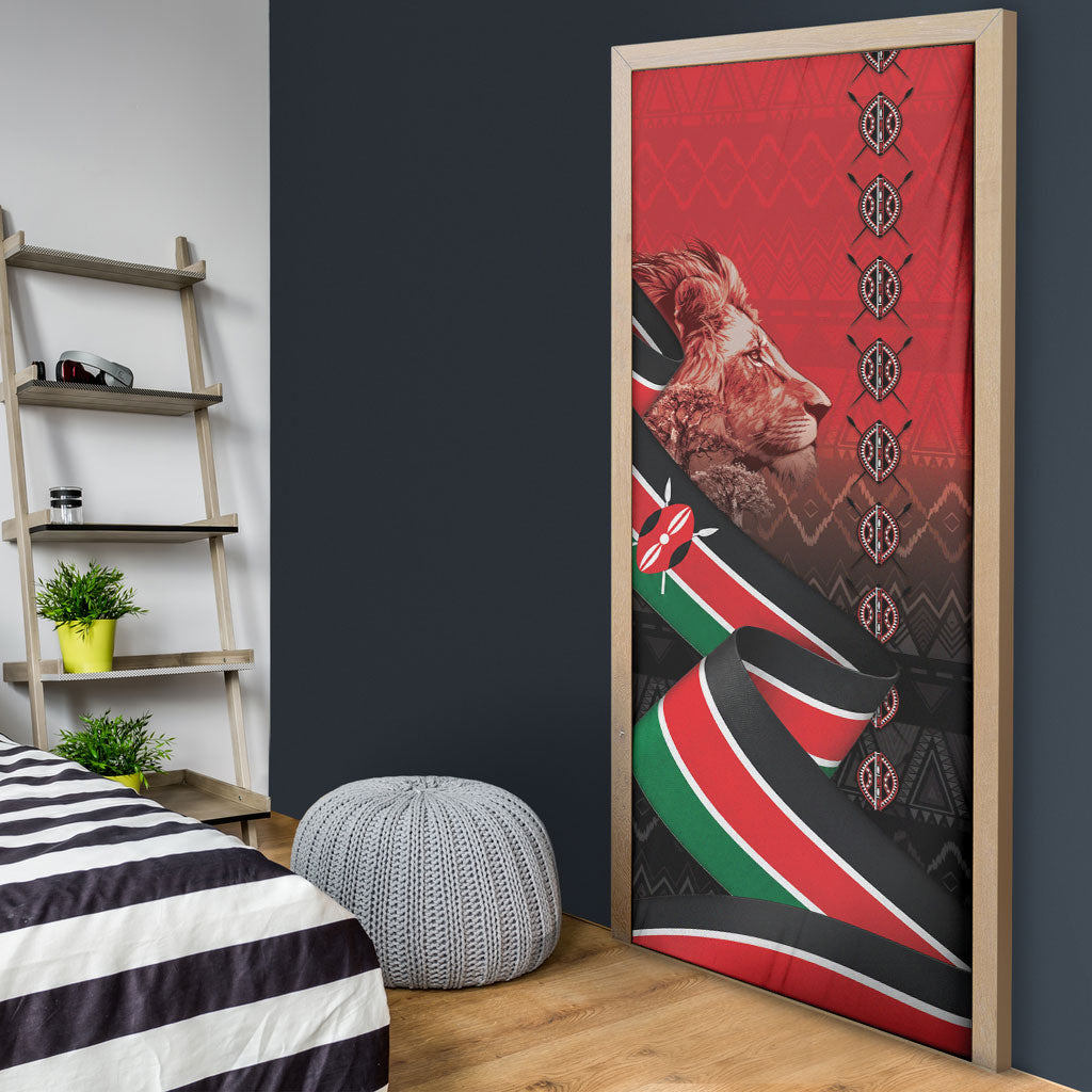 Jamhuri Ya Kenya Door Cover Patriotic Lion With Flag
