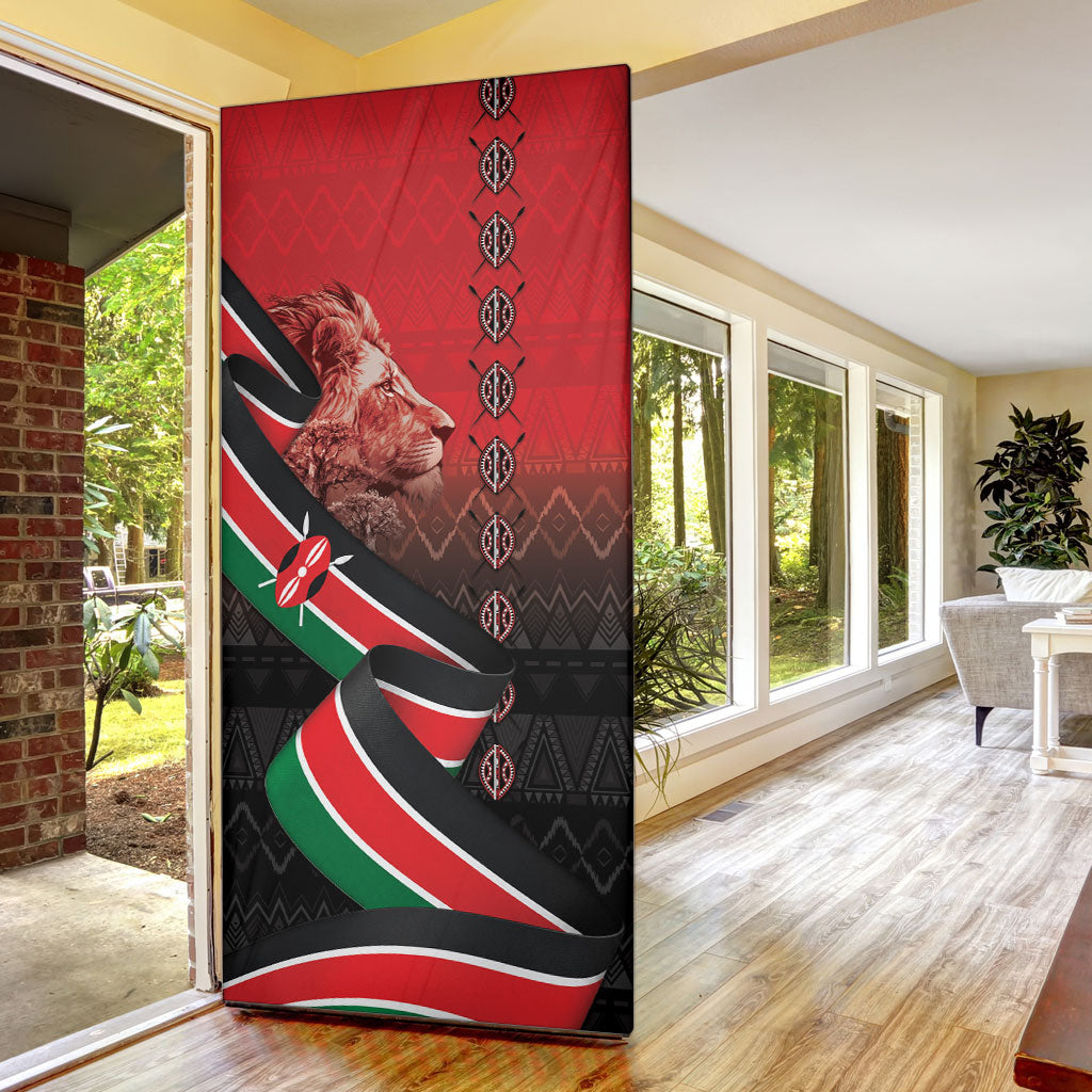 Jamhuri Ya Kenya Door Cover Patriotic Lion With Flag