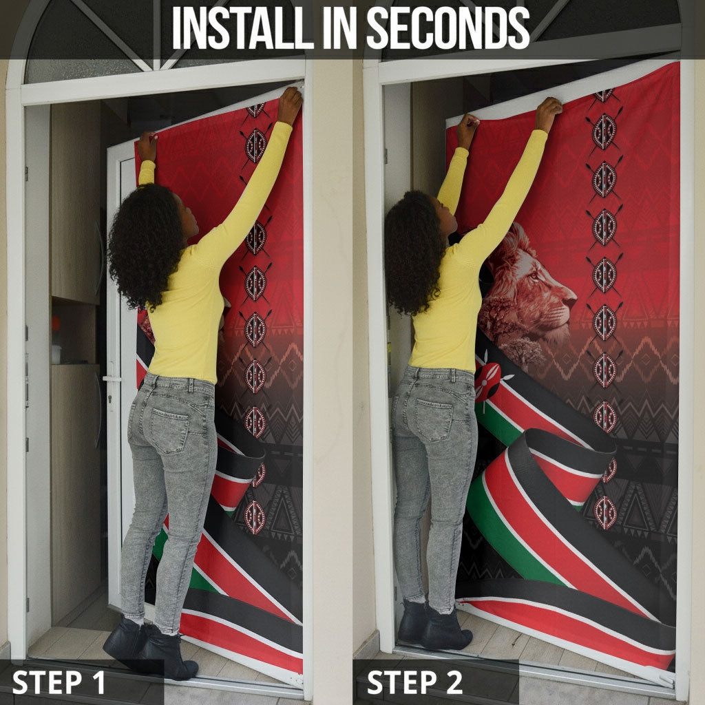 Jamhuri Ya Kenya Door Cover Patriotic Lion With Flag