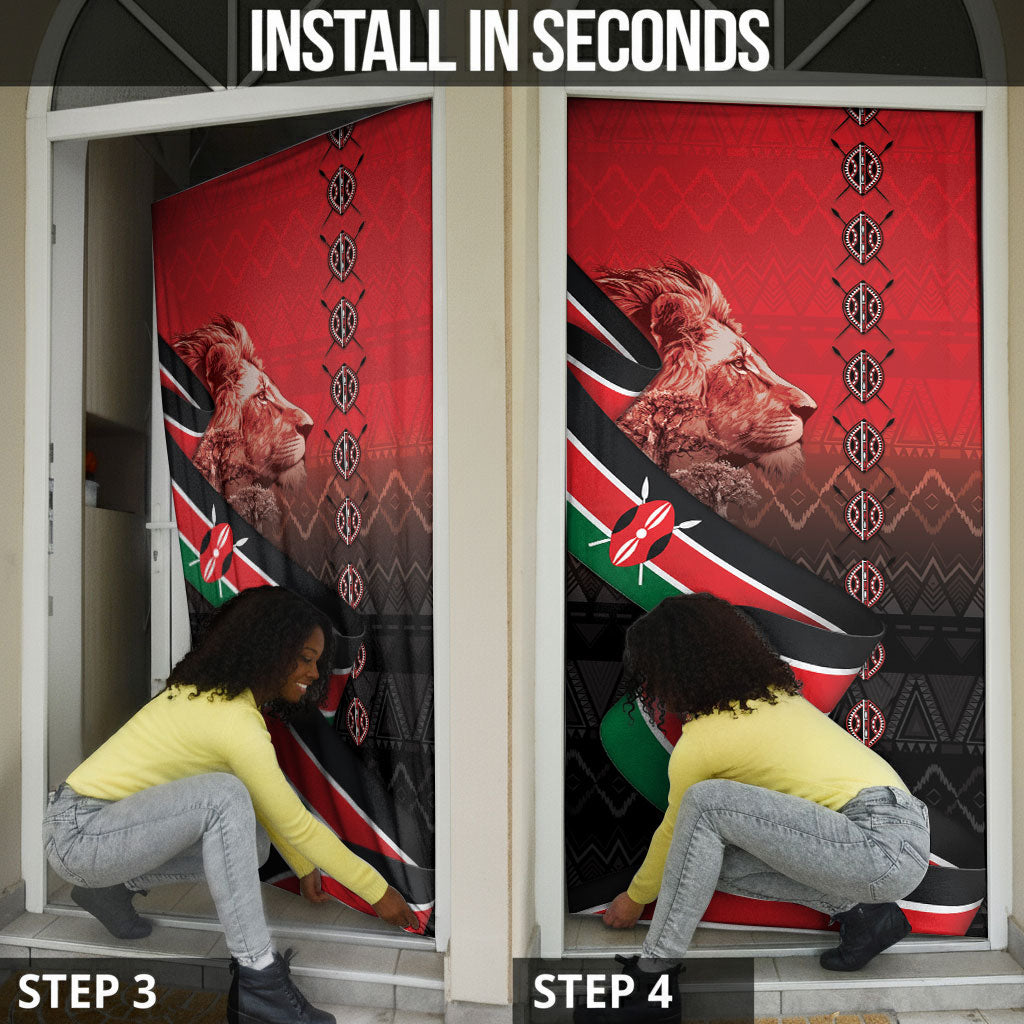 Jamhuri Ya Kenya Door Cover Patriotic Lion With Flag
