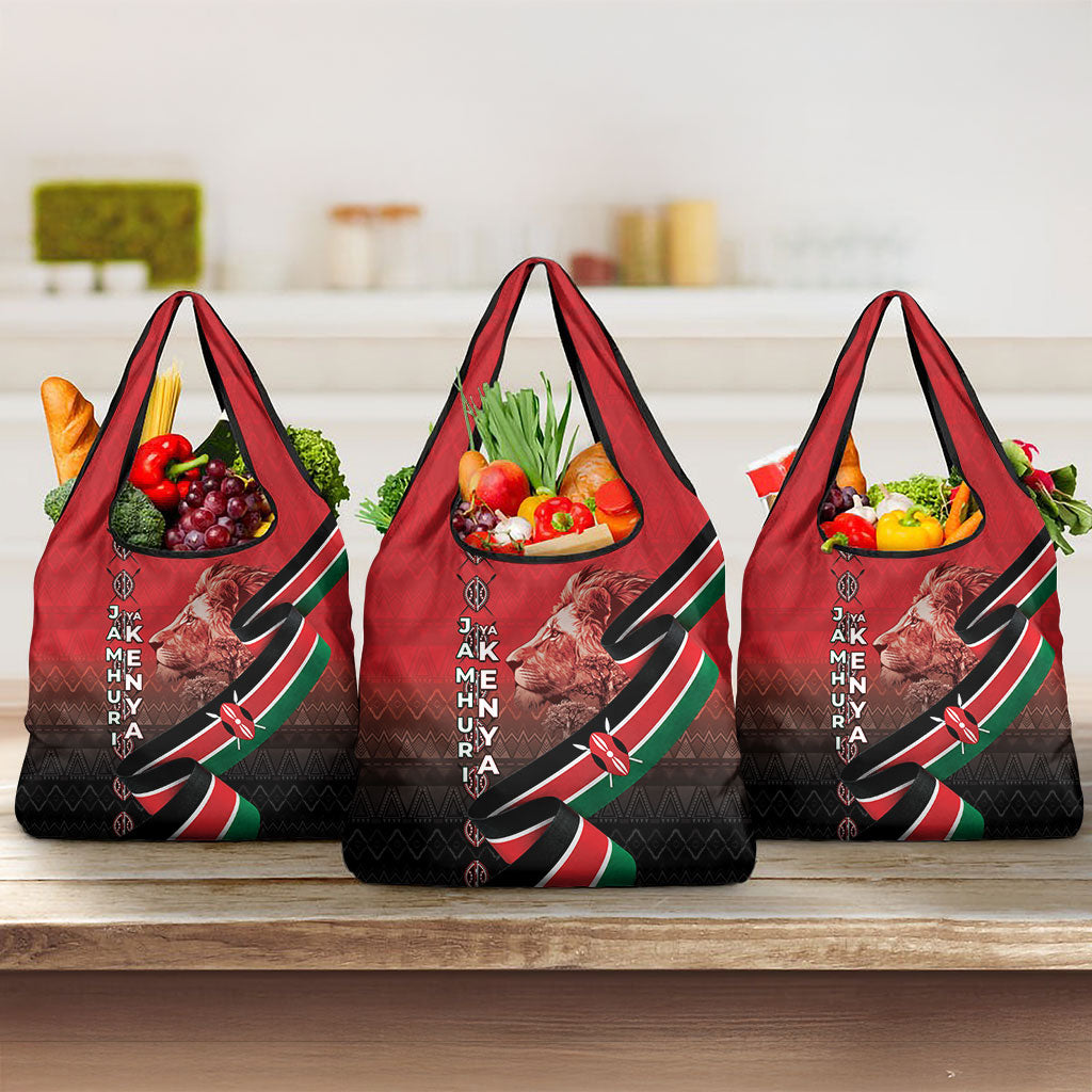Jamhuri Ya Kenya Grocery Bag Patriotic Lion With Flag