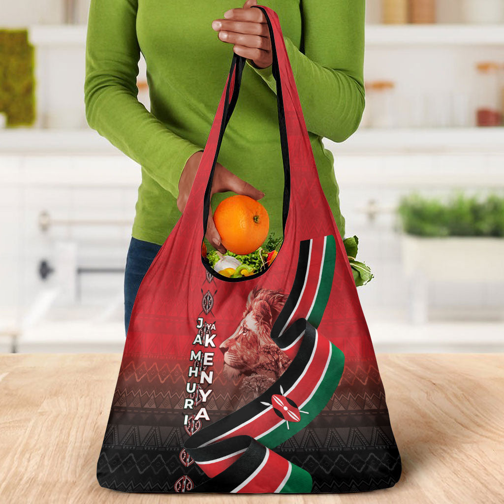 Jamhuri Ya Kenya Grocery Bag Patriotic Lion With Flag