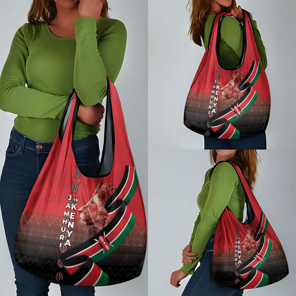Jamhuri Ya Kenya Grocery Bag Patriotic Lion With Flag