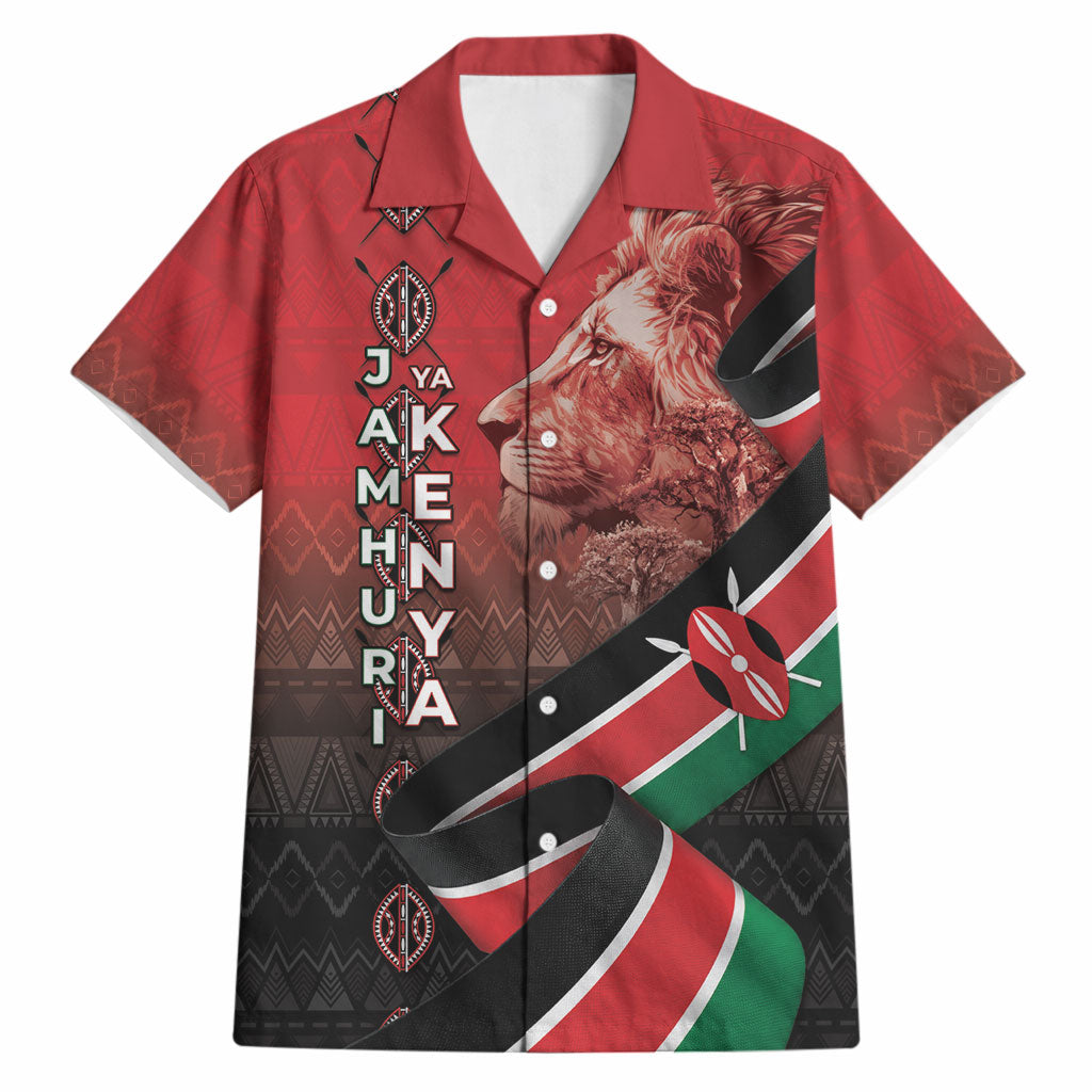 Jamhuri Ya Kenya Hawaiian Shirt Patriotic Lion With Flag