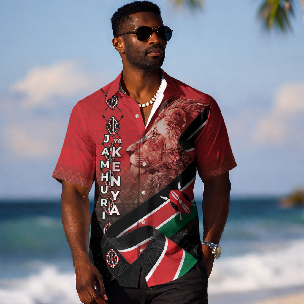 Jamhuri Ya Kenya Hawaiian Shirt Patriotic Lion With Flag