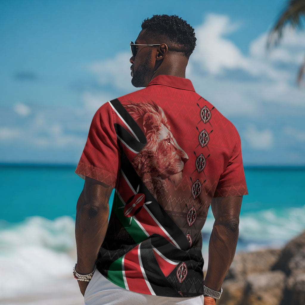 Jamhuri Ya Kenya Hawaiian Shirt Patriotic Lion With Flag