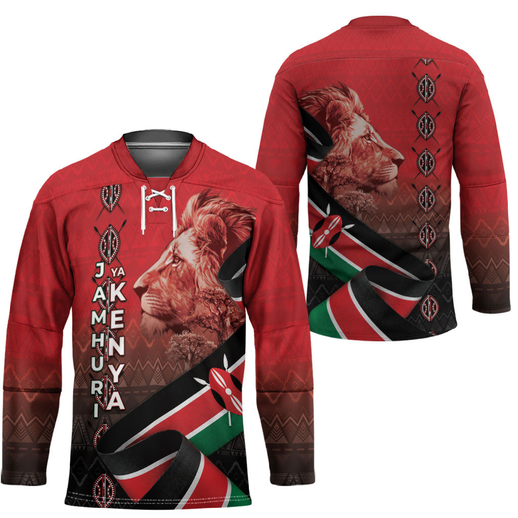 Jamhuri Ya Kenya Hockey Jersey Patriotic Lion With Flag