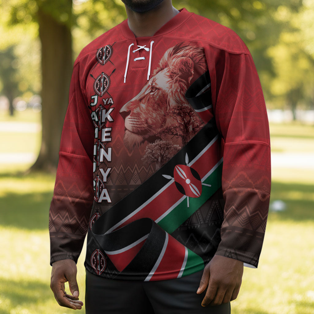 Jamhuri Ya Kenya Hockey Jersey Patriotic Lion With Flag