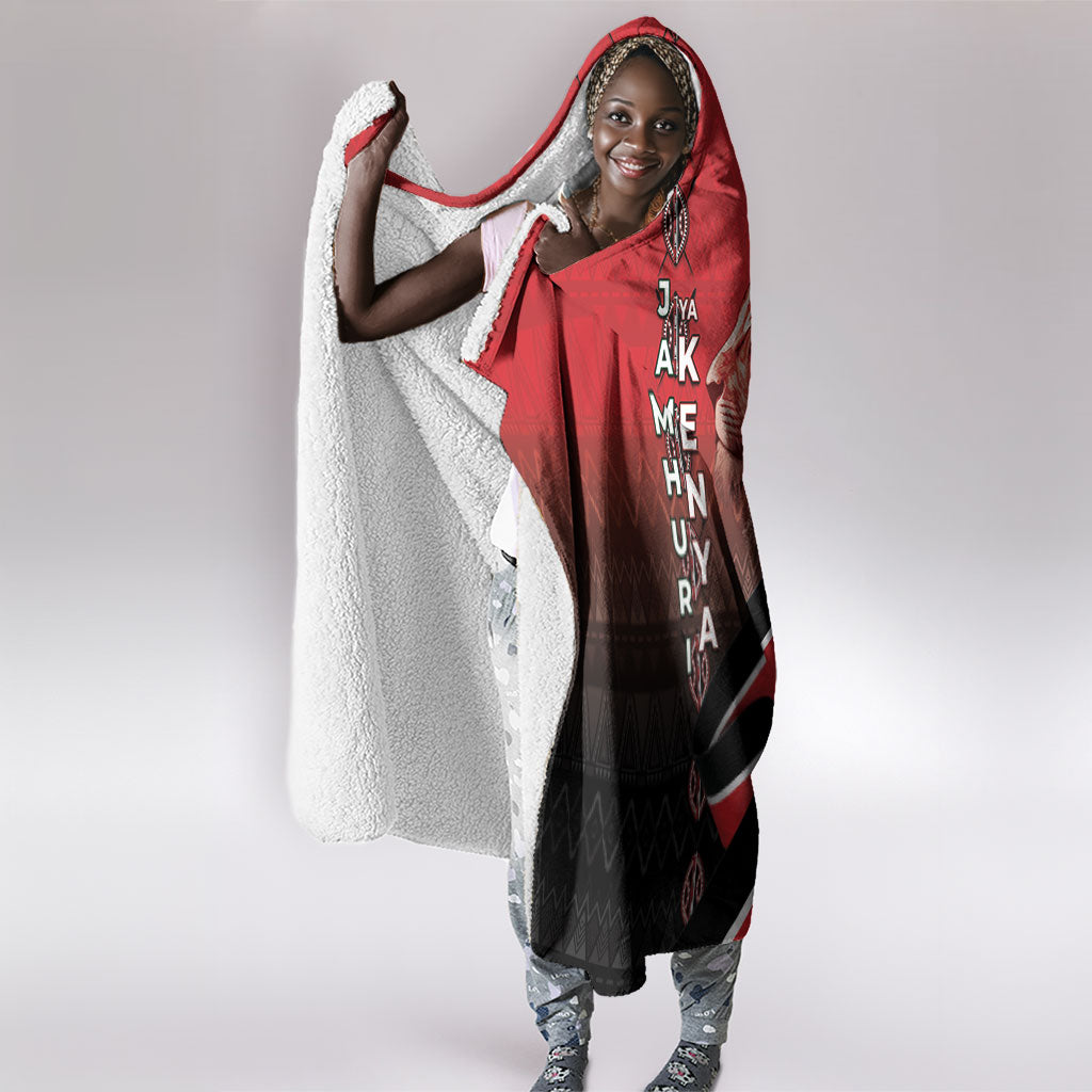 Jamhuri Ya Kenya Hooded Blanket Patriotic Lion With Flag