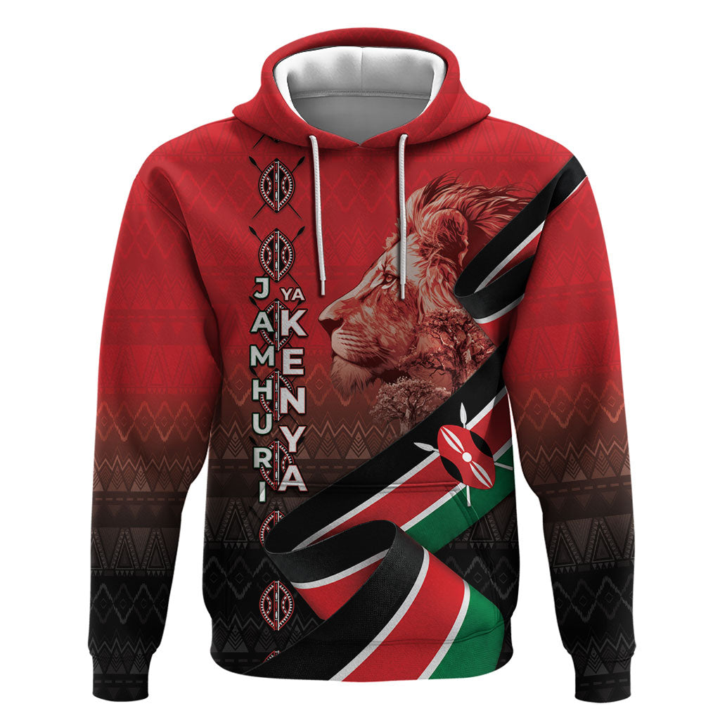 Jamhuri Ya Kenya Hoodie Patriotic Lion With Flag