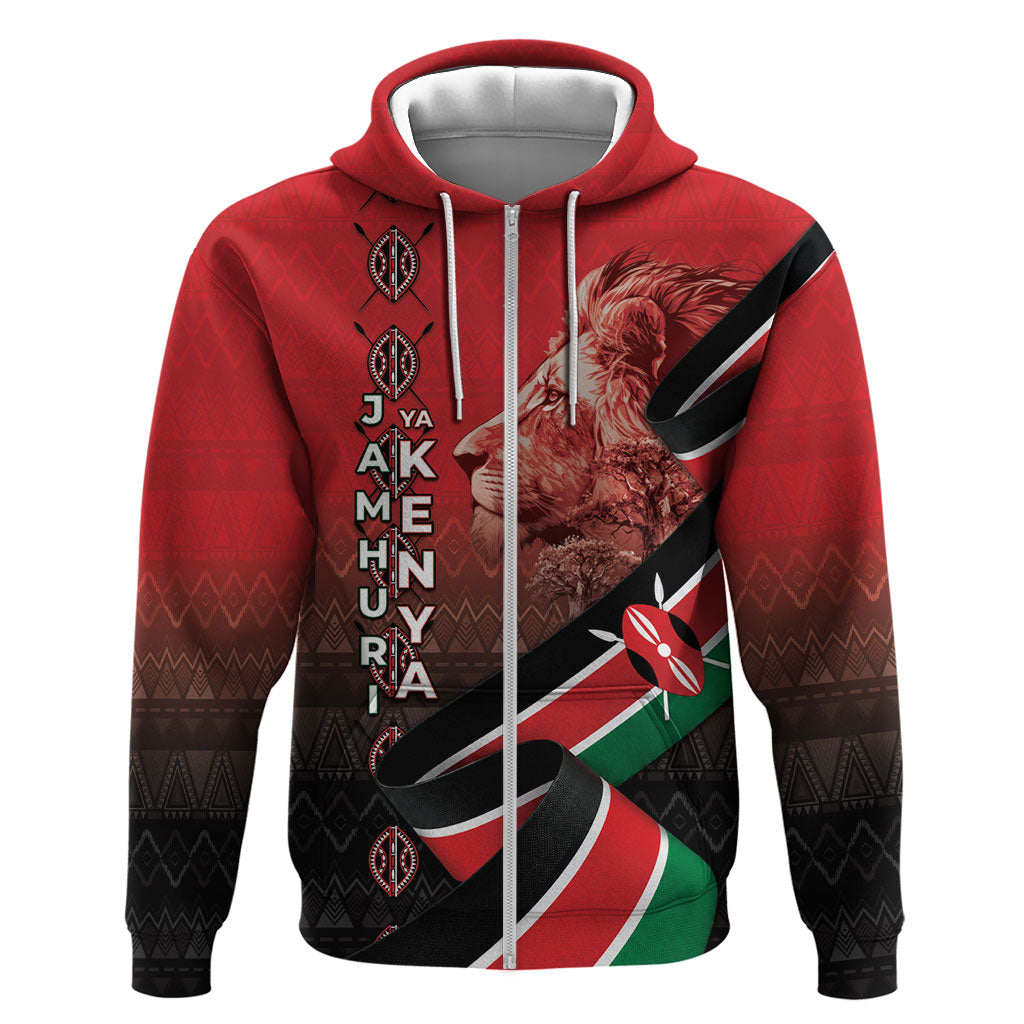 Jamhuri Ya Kenya Hoodie Patriotic Lion With Flag