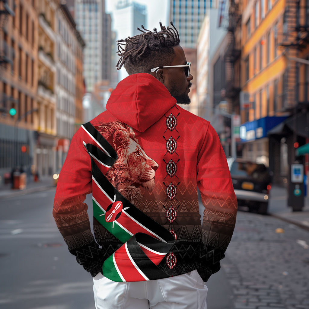 Jamhuri Ya Kenya Hoodie Patriotic Lion With Flag