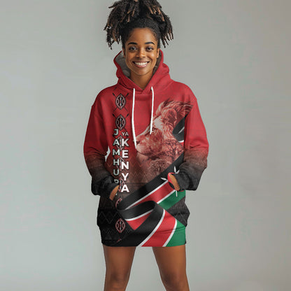Jamhuri Ya Kenya Hoodie Dress Patriotic Lion With Flag