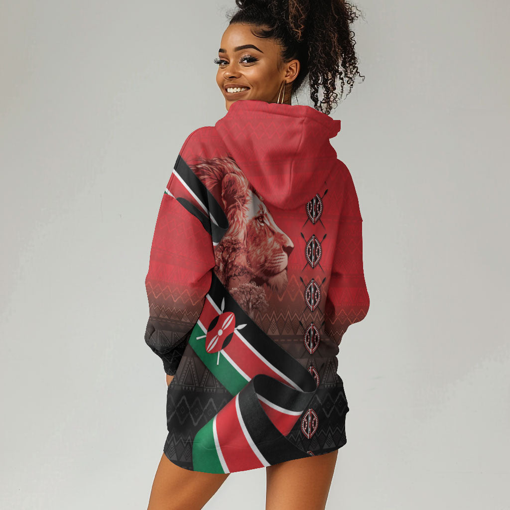 Jamhuri Ya Kenya Hoodie Dress Patriotic Lion With Flag