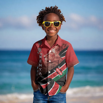 Jamhuri Ya Kenya Kid Hawaiian Shirt Patriotic Lion With Flag
