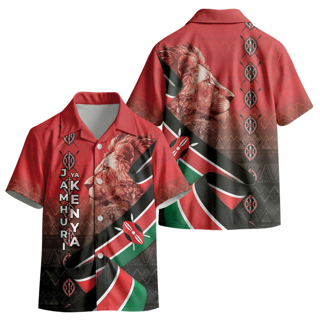 Jamhuri Ya Kenya Kid Hawaiian Shirt Patriotic Lion With Flag