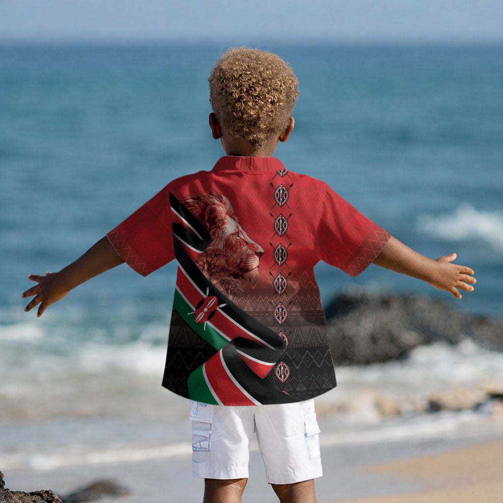 Jamhuri Ya Kenya Kid Hawaiian Shirt Patriotic Lion With Flag