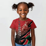 Jamhuri Ya Kenya Kid T shirt Patriotic Lion With Flag